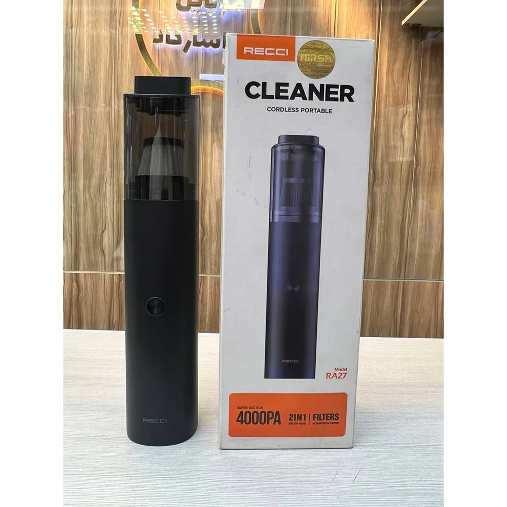 جاروبرقی شارژی قابلحمل رسی مدل RA27 (Recci Cleaner)توضیح کوتاه: - قدرت مکش ۴۰۰۰ پاسکال - طراحی بیسیم و قابلحمل - دارای فیلتر پارچه غیربافته - ۲ در ۱ با سر برس
